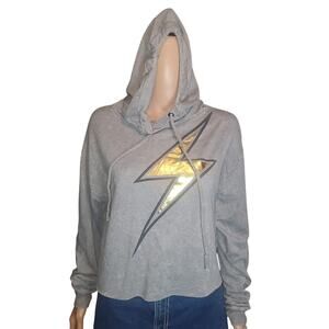 Vintage Havana Size S Lightning Bolt Cropped Gray Hooded Sweatshirt